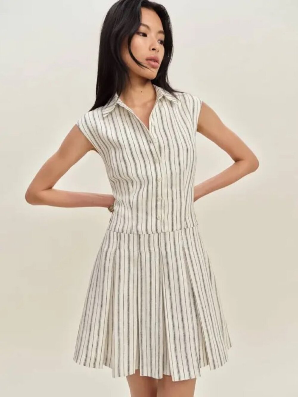 Reformation Arella Striped Linen Mini Dress